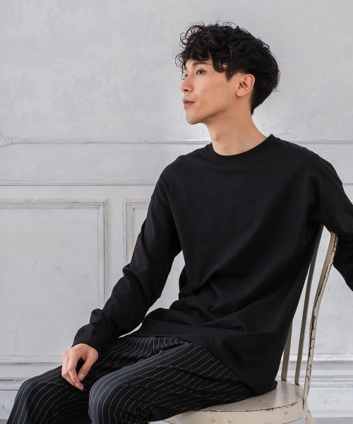 SIDEWAY STANCE（サイドウェイスタンス）の「【SIDEWAY STANCE】ミドルウェイト 長袖 無地 Tシャツ（Tシャツ/カットソー・メンズ・ホワイト/チャコール/モスグリーン/パープル/グレイッシュベージュ/ブラック・LARGE/MEDIUM/X-LARGE）」の10枚目の写真