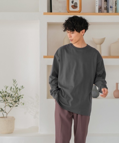 SIDEWAY STANCE（サイドウェイスタンス）の「【SIDEWAY STANCE】ミドルウェイト 長袖 無地 Tシャツ（Tシャツ/カットソー・メンズ・ホワイト/チャコール/モスグリーン/パープル/グレイッシュベージュ/ブラック・LARGE/MEDIUM/X-LARGE）」の22枚目の写真