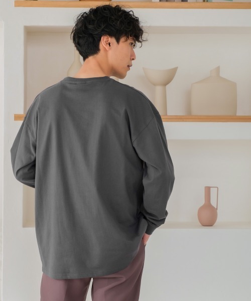 SIDEWAY STANCE（サイドウェイスタンス）の「【SIDEWAY STANCE】ミドルウェイト 長袖 無地 Tシャツ（Tシャツ/カットソー・メンズ・ホワイト/チャコール/モスグリーン/パープル/グレイッシュベージュ/ブラック・LARGE/MEDIUM/X-LARGE）」の13枚目の写真