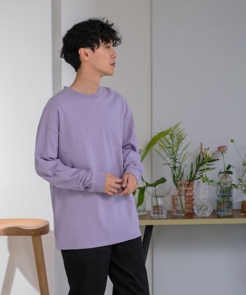 SIDEWAY STANCE（サイドウェイスタンス）の「【SIDEWAY STANCE】ミドルウェイト 長袖 無地 Tシャツ（Tシャツ/カットソー・メンズ・ホワイト/チャコール/モスグリーン/パープル/グレイッシュベージュ/ブラック・LARGE/MEDIUM/X-LARGE）」の14枚目の写真