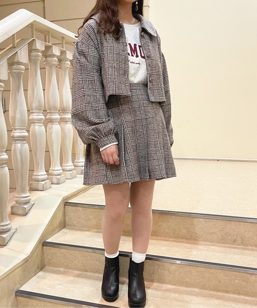 セール】チェックショートジャケット【ZOZOTOWN限定アイテム