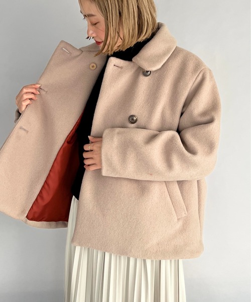 PICCIN(ピッチン)の「ステンカラーショートコート(ステンカラーコート・レディース・ブラック/サックスブルー/ピンクベージュ・M)」の3枚目の写真