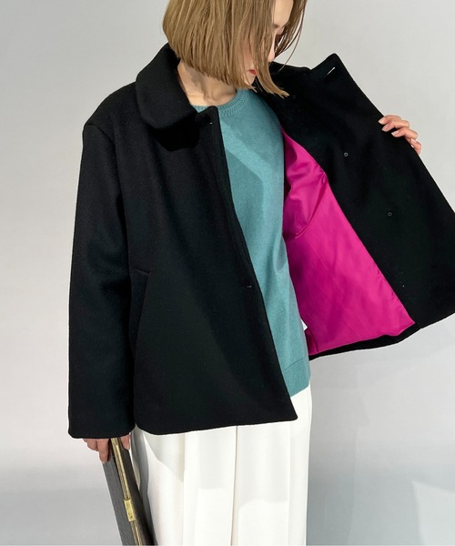 PICCIN(ピッチン)の「ステンカラーショートコート(ステンカラーコート・レディース・ブラック/サックスブルー/ピンクベージュ・M)」の2枚目の写真