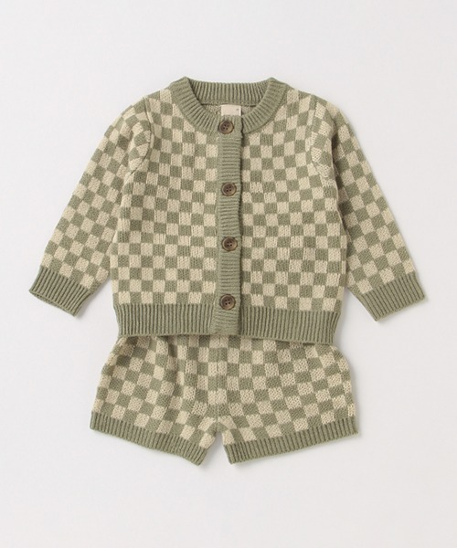 petit main（プティマイン）の「ニットカーデセットアップ（ニット/セーター・キッズ・モカ/グリーン・L/S/M）」の2枚目の写真