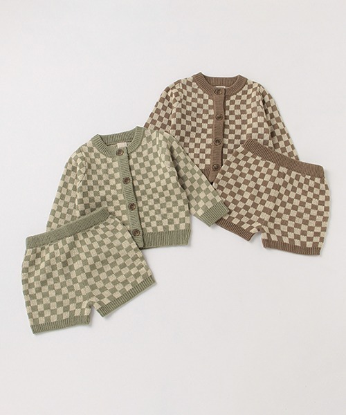 petit main（プティマイン）の「ニットカーデセットアップ（ニット/セーター・キッズ・モカ/グリーン・L/S/M）」の6枚目の写真