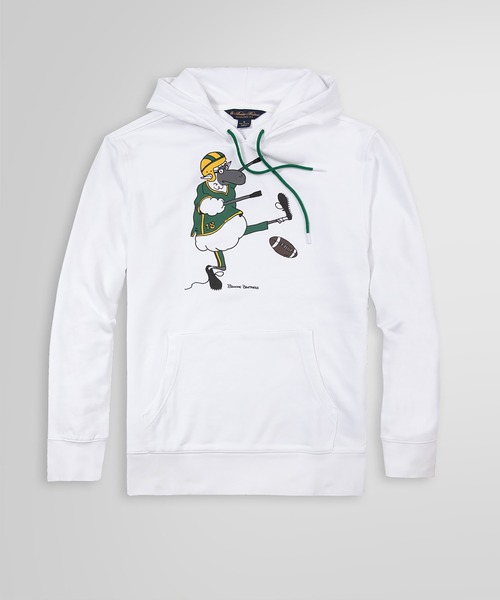 BROOKS BROTHERS（ブルックスブラザーズ）の「コットン フレンチテリー マスコットヘンリー/バスケットボール グラフィックプリント フーデッドパーカー（パーカー・メンズ・ネイビー/ホワイト・X-SMALL/SMALL/X-LARGE/MEDIUM/LARGE）」の2枚目の写真