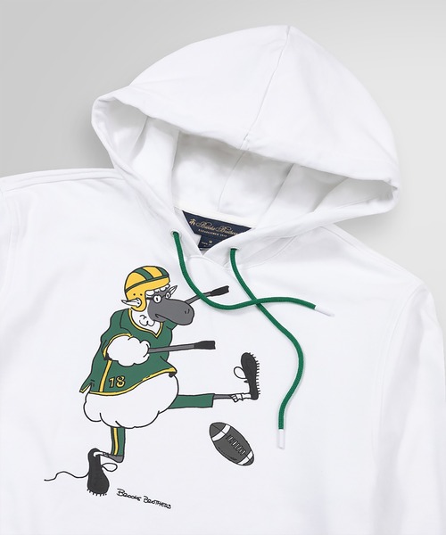 BROOKS BROTHERS（ブルックスブラザーズ）の「コットン フレンチテリー マスコットヘンリー/バスケットボール グラフィックプリント フーデッドパーカー（パーカー・メンズ・ネイビー/ホワイト・X-SMALL/SMALL/X-LARGE/MEDIUM/LARGE）」の6枚目の写真