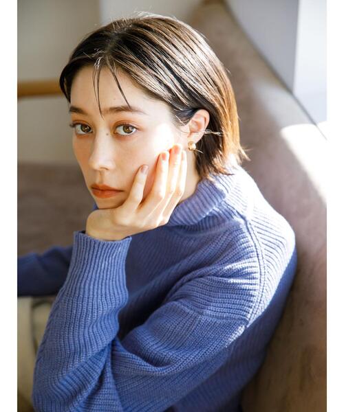 koe(コエ)の「リサイクルポリエステル 畦編みタートルネックニット*(ニット/セーター・レディース・グリーン/パープル/ホワイト系その他4/ブラック/アイボリー/グレー系その他5・S/L/M)」の16枚目の写真