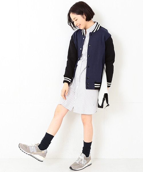 BEAMS BOY（ビームスボーイ）の「Healthknit / スウェット アワード ジャケット（スウェット・レディース・グレー/ネイビー・ONE SIZE）」の15枚目の写真