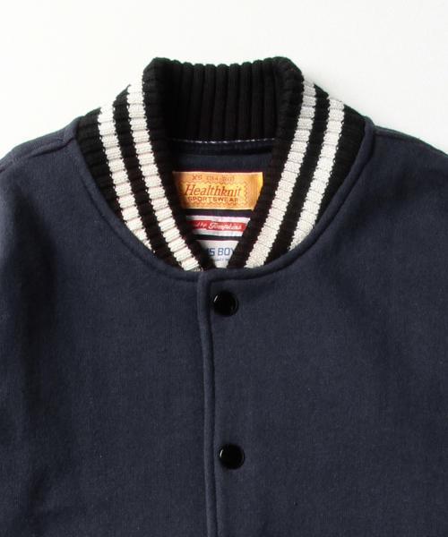 BEAMS BOY（ビームスボーイ）の「Healthknit / スウェット アワード ジャケット（スウェット・レディース・グレー/ネイビー・ONE SIZE）」の4枚目の写真