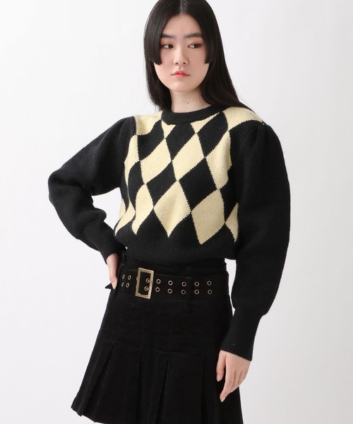 ALAND(エーランド)の「3.3Field Trip/ARGYLEニットクループルオーバー 2261516(ニット/セーター・レディース・ブラウン/ブラック・FREE)」の2枚目の写真