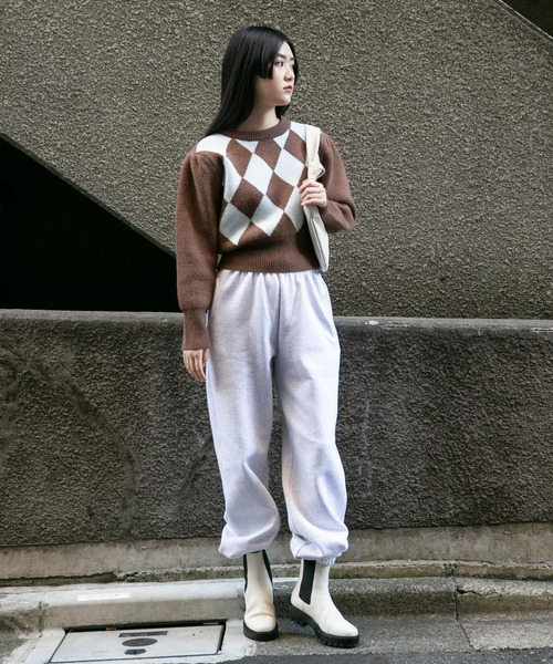 ALAND(エーランド)の「3.3Field Trip/ARGYLEニットクループルオーバー 2261516(ニット/セーター・レディース・ブラウン/ブラック・FREE)」の4枚目の写真