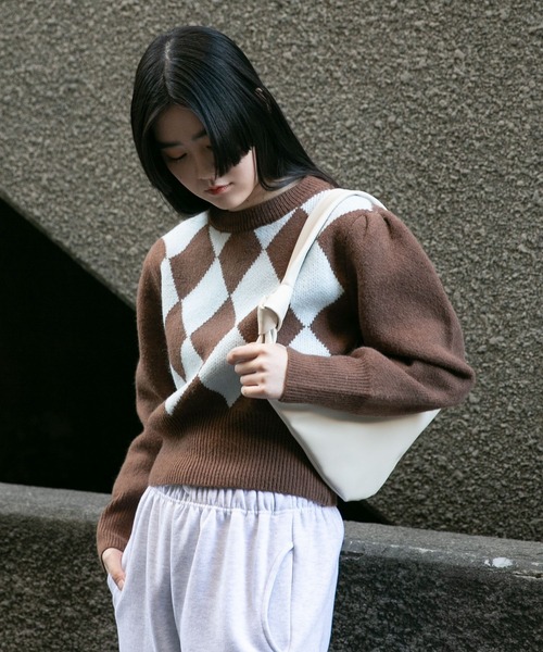 ALAND(エーランド)の「3.3Field Trip/ARGYLEニットクループルオーバー 2261516(ニット/セーター・レディース・ブラウン/ブラック・FREE)」の5枚目の写真