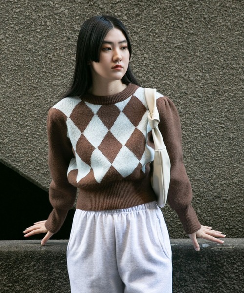 ALAND(エーランド)の「3.3Field Trip/ARGYLEニットクループルオーバー 2261516(ニット/セーター・レディース・ブラウン/ブラック・FREE)」の7枚目の写真