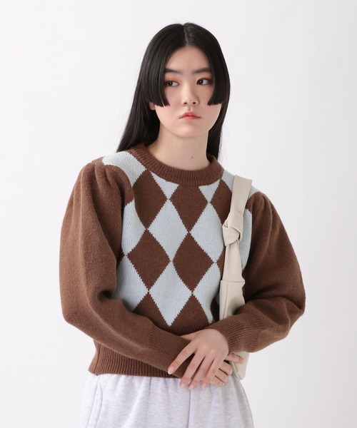 ALAND(エーランド)の「3.3Field Trip/ARGYLEニットクループルオーバー 2261516(ニット/セーター・レディース・ブラウン/ブラック・FREE)」の8枚目の写真