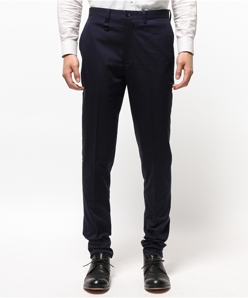 KATHARINE HAMNETT LONDON （キャサリンハムネットロンドン）の「GEOMETRY JACQUARD / ジオメトリージャガードパンツ（スラックス・メンズ・ブルー・SMALL/LARGE/MEDIUM/XL）」の4枚目の写真