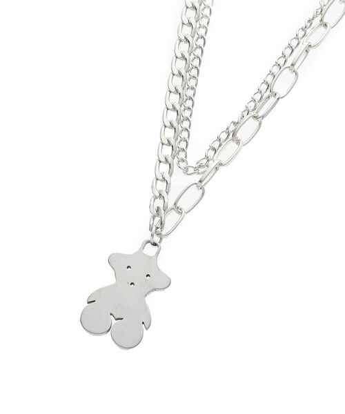PINK-latte（ピンクラテ）の「クマ2連ネックレス（ネックレス・キッズ・シルバー・00）」の2枚目の写真