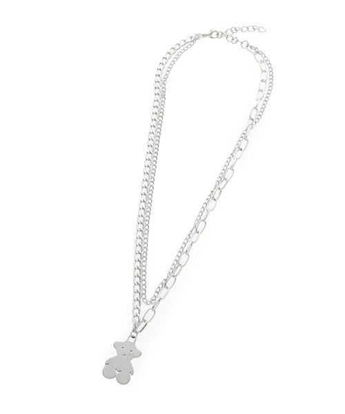 PINK-latte（ピンクラテ）の「クマ2連ネックレス（ネックレス・キッズ・シルバー・00）」の4枚目の写真