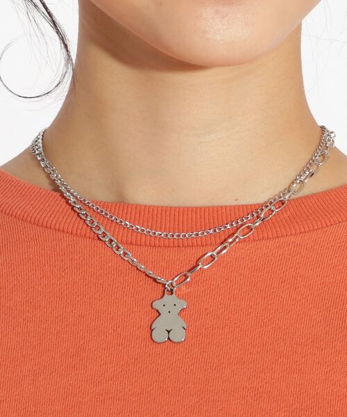 PINK-latte（ピンクラテ）の「クマ2連ネックレス（ネックレス・キッズ・シルバー・00）」の5枚目の写真