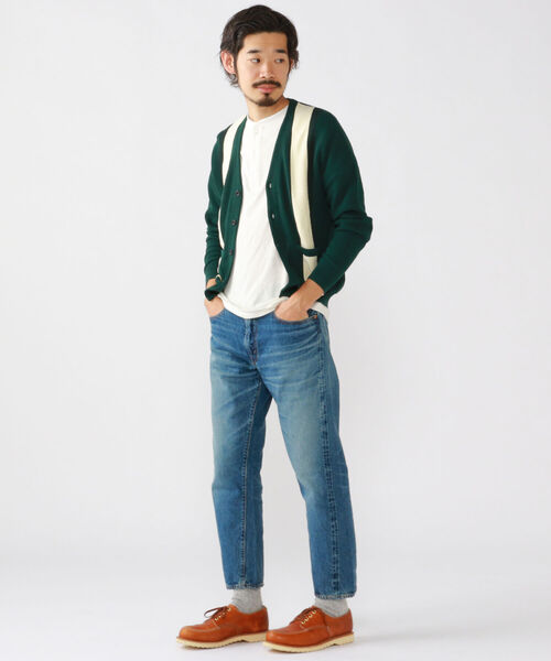 BEAMS PLUS（ビームスプラス）の「BEAMS PLUS / コットン ストライプ カーディガン（カーディガン/ボレロ・メンズ・マスタード/グリーン/ブラック/ブラウン・S/M/XL/L）」の6枚目の写真