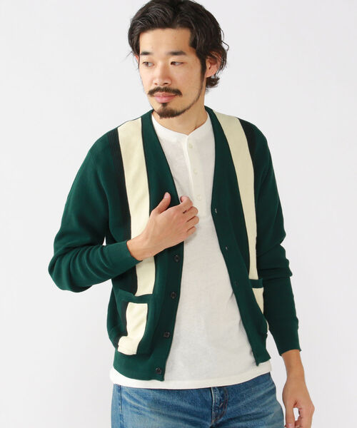 BEAMS PLUS（ビームスプラス）の「BEAMS PLUS / コットン ストライプ カーディガン（カーディガン/ボレロ・メンズ・マスタード/グリーン/ブラック/ブラウン・S/M/XL/L）」の8枚目の写真