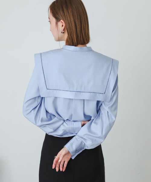SENSE OF PLACE by URBAN RESEARCH（センスオブプレイスバイアーバンリサーチ）の「スクエアセーラーカラーブラウス（シャツ/ブラウス・レディース・ブラック/オフホワイト/ライトブルー・ONE）」の14枚目の写真