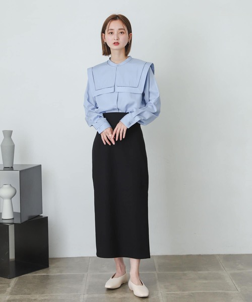 SENSE OF PLACE by URBAN RESEARCH（センスオブプレイスバイアーバンリサーチ）の「スクエアセーラーカラーブラウス（シャツ/ブラウス・レディース・ブラック/オフホワイト/ライトブルー・ONE）」の4枚目の写真