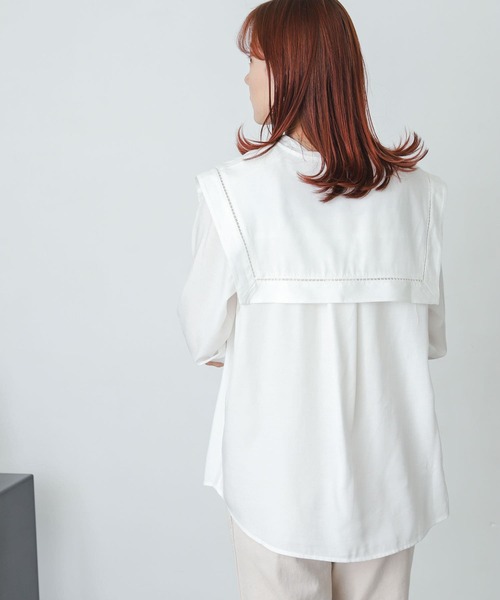 SENSE OF PLACE by URBAN RESEARCH（センスオブプレイスバイアーバンリサーチ）の「スクエアセーラーカラーブラウス（シャツ/ブラウス・レディース・ブラック/オフホワイト/ライトブルー・ONE）」の15枚目の写真