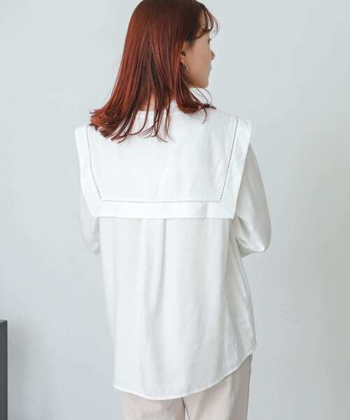 SENSE OF PLACE by URBAN RESEARCH（センスオブプレイスバイアーバンリサーチ）の「スクエアセーラーカラーブラウス（シャツ/ブラウス・レディース・ブラック/オフホワイト/ライトブルー・ONE）」の5枚目の写真