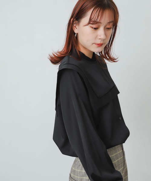 SENSE OF PLACE by URBAN RESEARCH（センスオブプレイスバイアーバンリサーチ）の「スクエアセーラーカラーブラウス（シャツ/ブラウス・レディース・ブラック/オフホワイト/ライトブルー・ONE）」の6枚目の写真