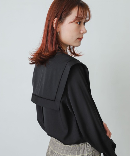 SENSE OF PLACE by URBAN RESEARCH（センスオブプレイスバイアーバンリサーチ）の「スクエアセーラーカラーブラウス（シャツ/ブラウス・レディース・ブラック/オフホワイト/ライトブルー・ONE）」の21枚目の写真