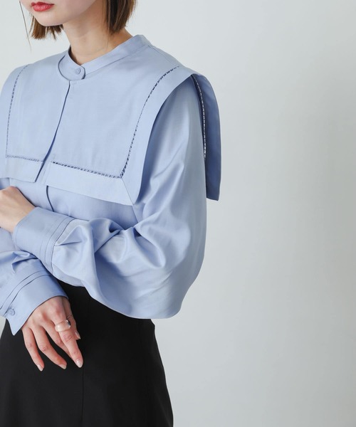 SENSE OF PLACE by URBAN RESEARCH（センスオブプレイスバイアーバンリサーチ）の「スクエアセーラーカラーブラウス（シャツ/ブラウス・レディース・ブラック/オフホワイト/ライトブルー・ONE）」の12枚目の写真