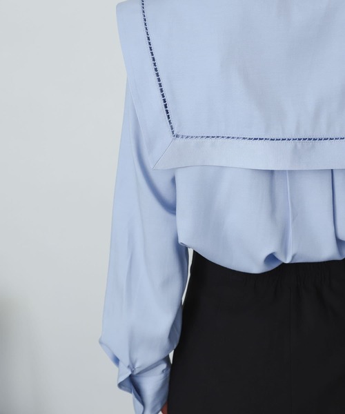 SENSE OF PLACE by URBAN RESEARCH（センスオブプレイスバイアーバンリサーチ）の「スクエアセーラーカラーブラウス（シャツ/ブラウス・レディース・ブラック/オフホワイト/ライトブルー・ONE）」の7枚目の写真