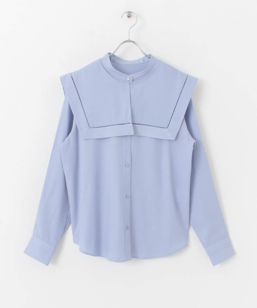 SENSE OF PLACE by URBAN RESEARCH（センスオブプレイスバイアーバンリサーチ）の「スクエアセーラーカラーブラウス（シャツ/ブラウス・レディース・ブラック/オフホワイト/ライトブルー・ONE）」の8枚目の写真