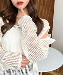 moment+ | ストライプメッシュ袖取り外しプルオーバー(Tシャツ/カットソー)