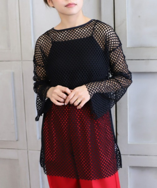 moment+（モーメントプラス）の「ストライプメッシュ袖取り外しプルオーバー（Tシャツ/カットソー・レディース・ライトグリーン/ブルー/オフホワイト/ブラック/ナチュラル・FREE）」の12枚目の写真