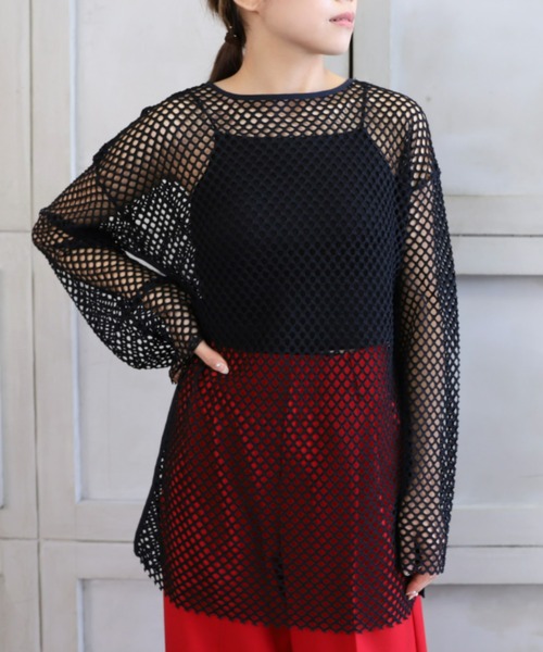 moment+（モーメントプラス）の「ストライプメッシュ袖取り外しプルオーバー（Tシャツ/カットソー・レディース・ライトグリーン/ブルー/オフホワイト/ブラック/ナチュラル・FREE）」の13枚目の写真