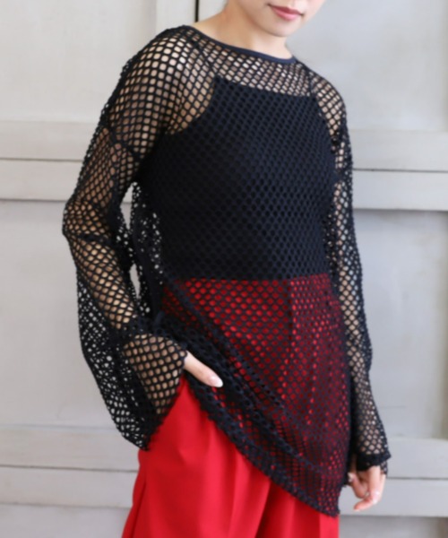 moment+（モーメントプラス）の「ストライプメッシュ袖取り外しプルオーバー（Tシャツ/カットソー・レディース・ライトグリーン/ブルー/オフホワイト/ブラック/ナチュラル・FREE）」の14枚目の写真