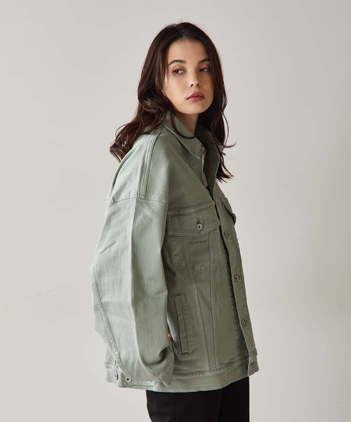 YANUK(ヤヌーク)の「【YANUK/ヤヌーク】BIG DENIM JACKET(デニムジャケット・レディース・セージグリーン/ライトベージュ・FREE)」の22枚目の写真
