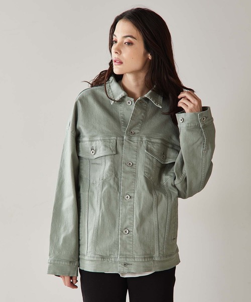 YANUK(ヤヌーク)の「【YANUK/ヤヌーク】BIG DENIM JACKET(デニムジャケット・レディース・セージグリーン/ライトベージュ・FREE)」の5枚目の写真