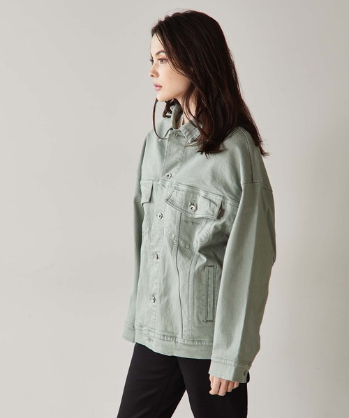 YANUK(ヤヌーク)の「【YANUK/ヤヌーク】BIG DENIM JACKET(デニムジャケット・レディース・セージグリーン/ライトベージュ・FREE)」の11枚目の写真