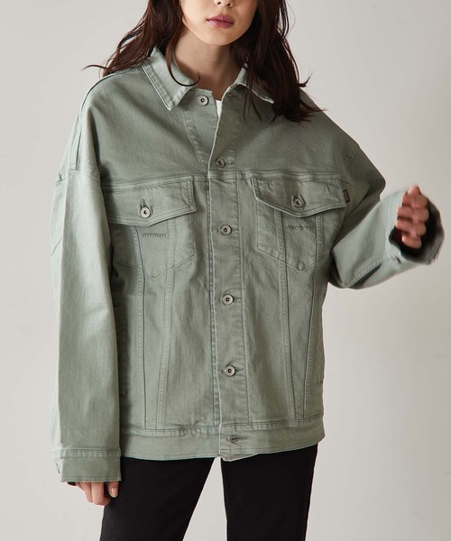 YANUK(ヤヌーク)の「【YANUK/ヤヌーク】BIG DENIM JACKET(デニムジャケット・レディース・セージグリーン/ライトベージュ・FREE)」の8枚目の写真