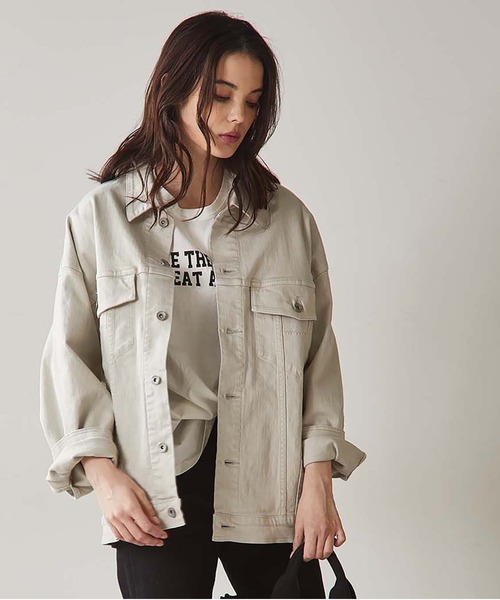YANUK(ヤヌーク)の「【YANUK/ヤヌーク】BIG DENIM JACKET(デニムジャケット・レディース・セージグリーン/ライトベージュ・FREE)」の21枚目の写真