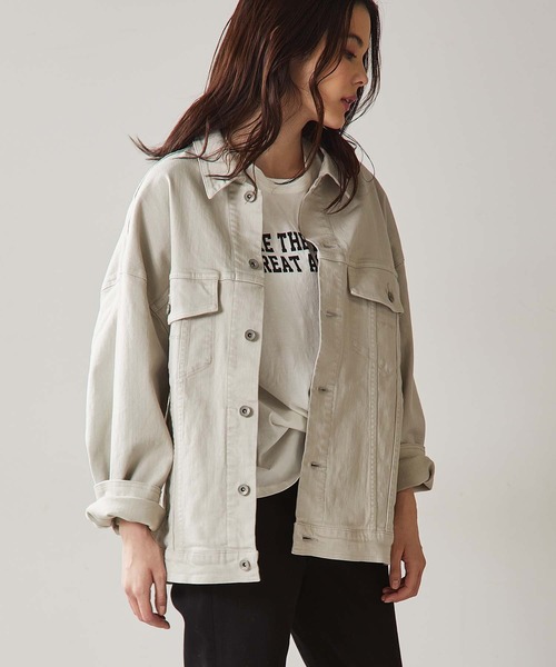 YANUK(ヤヌーク)の「【YANUK/ヤヌーク】BIG DENIM JACKET(デニムジャケット・レディース・セージグリーン/ライトベージュ・FREE)」の12枚目の写真