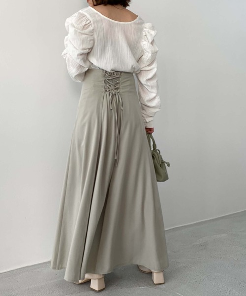 archives（アルシーヴ）の「バックレースアップスカート（スカート・レディース・グレー/ブルー/アイボリー/モカ/ブラック・MEDIUM）」の4枚目の写真