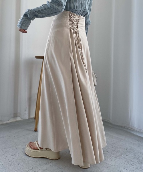 archives（アルシーヴ）の「バックレースアップスカート（スカート・レディース・グレー/ブルー/アイボリー/モカ/ブラック・MEDIUM）」の2枚目の写真