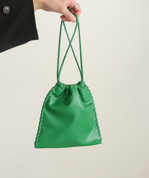 SENSE OF PLACE by URBAN RESEARCH（センスオブプレイスバイアーバンリサーチ）の「フェイクレザーハンドステッチキンチャクショルダー（ショルダーバッグ・メンズ・ブラック/グリーン/モカ・ONE）」の3枚目の写真