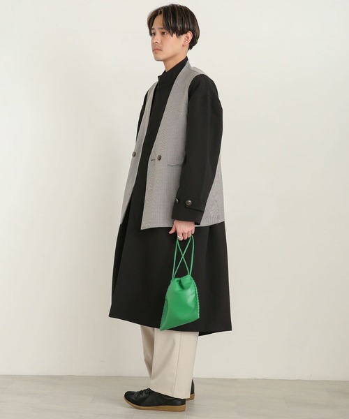 SENSE OF PLACE by URBAN RESEARCH（センスオブプレイスバイアーバンリサーチ）の「フェイクレザーハンドステッチキンチャクショルダー（ショルダーバッグ・メンズ・ブラック/グリーン/モカ・ONE）」の4枚目の写真