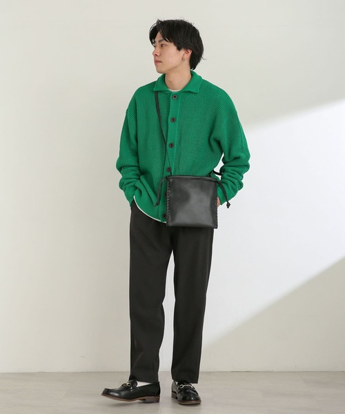 SENSE OF PLACE by URBAN RESEARCH（センスオブプレイスバイアーバンリサーチ）の「フェイクレザーハンドステッチキンチャクショルダー（ショルダーバッグ・メンズ・ブラック/グリーン/モカ・ONE）」の6枚目の写真