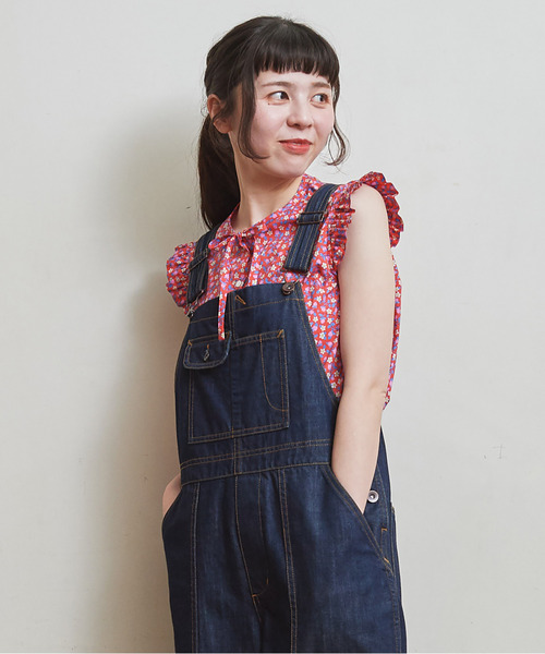 Dot&Stripes CHILD WOMAN(ドットアンドストライプス チャイルドウーマン)の「リバティ ストロベリー 前リボンノースリフリルブラウス(シャツ/ブラウス・レディース・レッド/グリーン・FREE)」の7枚目の写真